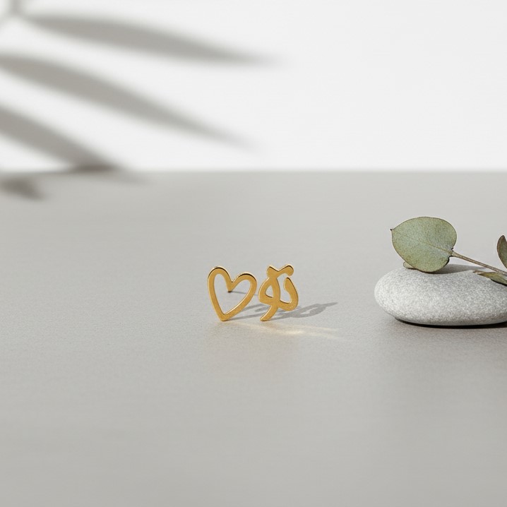 گوشواره طلا 18عیار طرح تو و قلب - تصویر 5