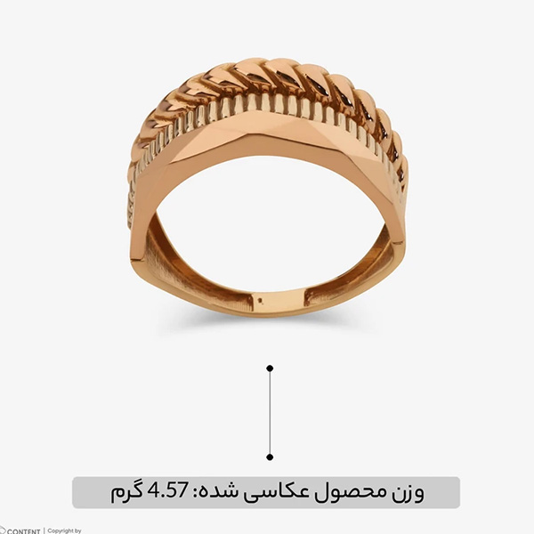 انگشتر طلا 18 عیار مدل تاسیان کد 8746 سایز 59 - تصویر 4