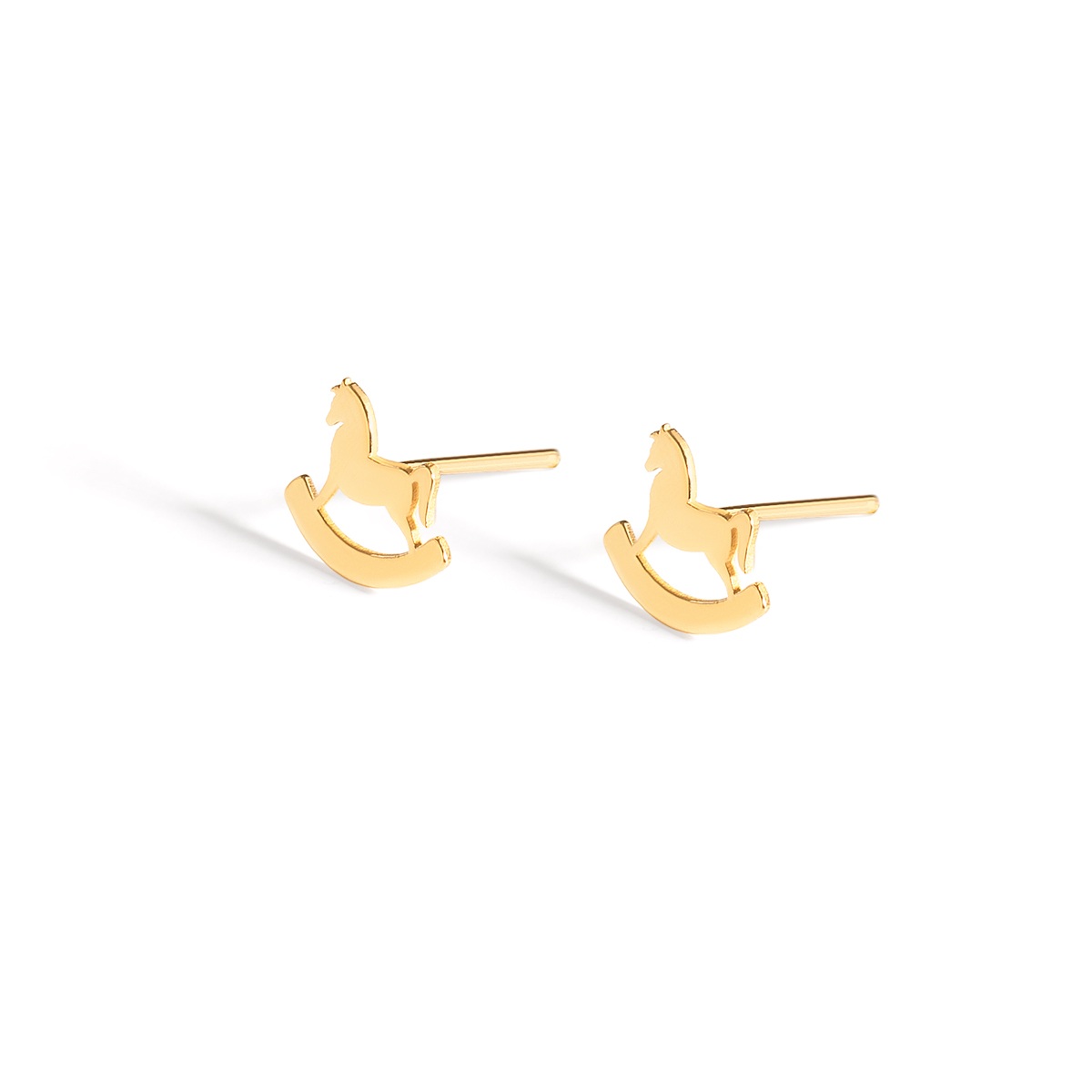 گوشواره طلا 18عیار میخی طرح اسب گهواره ای