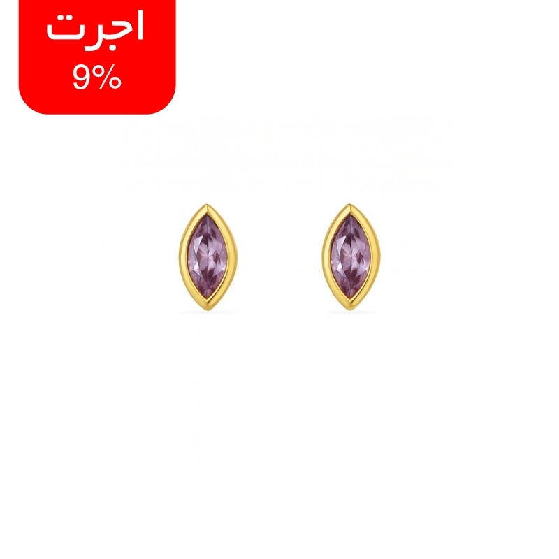 گوشواره میخی طلای 18 عیار طرح اشکی صورتی